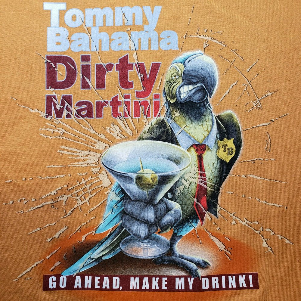 Tommy Bahama Relax Dirty Martini Mens SM T Shirt Parrot GO AHEAD, MAKE MY DRINK! - Picture 9 of 9